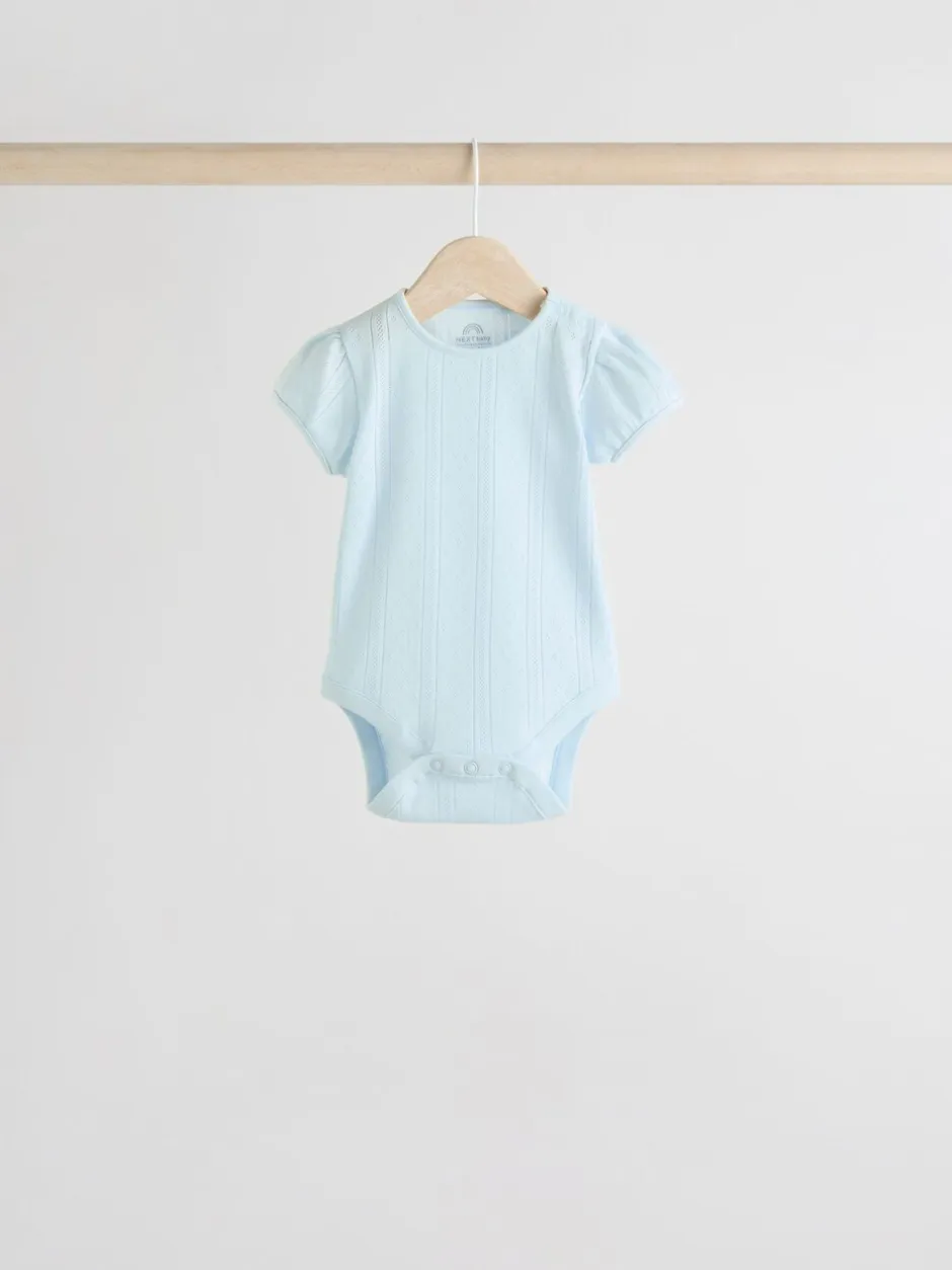 Rompertjes En Hemdjes|Rompertjes En Hemdjes|Next Pastel - 5 Pak Korte mouwen Pointelle Baby Bodysuits
