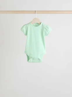 Rompertjes En Hemdjes|Rompertjes En Hemdjes|Next Pastel - 5 Pak Korte mouwen Pointelle Baby Bodysuits