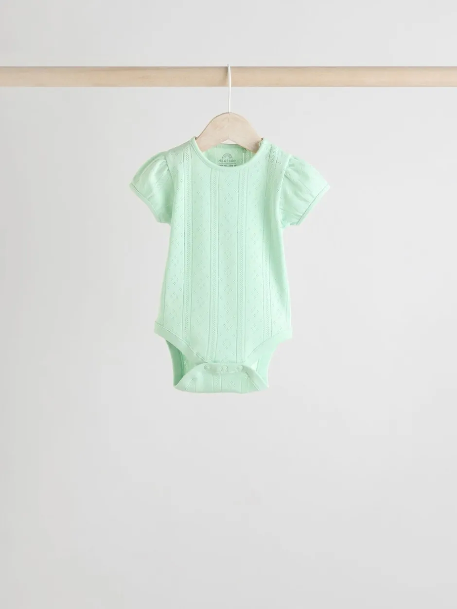 Rompertjes En Hemdjes|Rompertjes En Hemdjes|Next Pastel - 5 Pak Korte mouwen Pointelle Baby Bodysuits