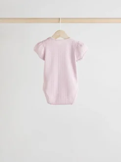 Rompertjes En Hemdjes|Rompertjes En Hemdjes|Next Pastel - 5 Pak Korte mouwen Pointelle Baby Bodysuits