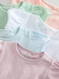 Rompertjes En Hemdjes|Rompertjes En Hemdjes|Next Pastel - 5 Pak Korte mouwen Pointelle Baby Bodysuits