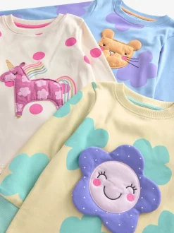 Multipacks|Nachtkleding En Pyjama's*Next Pastel kat/eenhoorn/bloem - Knus pyjama met lange mouwen 3 Pack (9maanden -12jaar)
