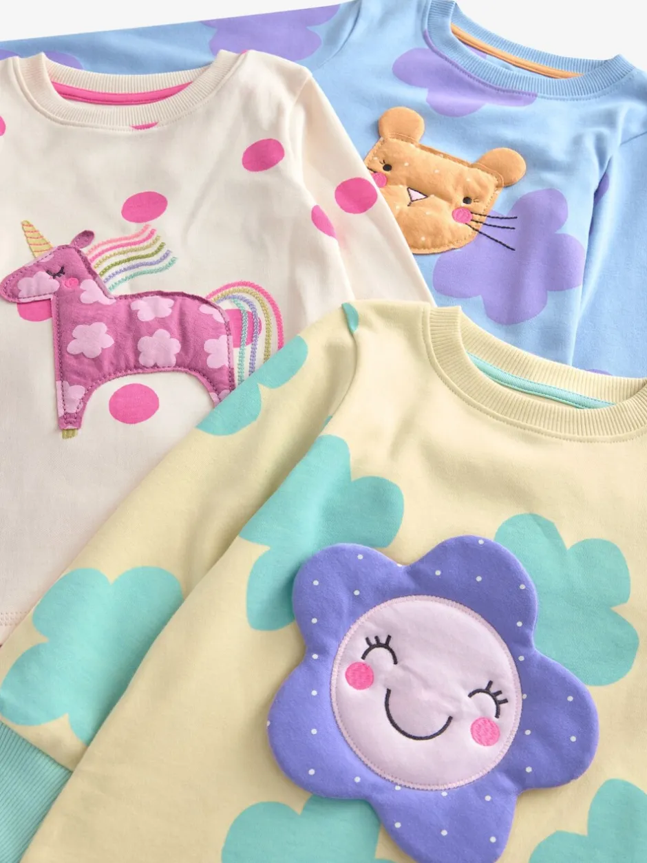 Multipacks|Nachtkleding En Pyjama's*Next Pastel kat/eenhoorn/bloem - Knus pyjama met lange mouwen 3 Pack (9maanden -12jaar)