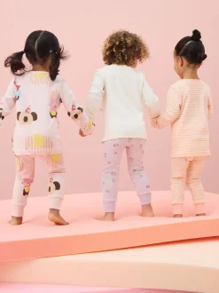 Nachtkleding En Pyjama's|Pyjama's|Next Pastel met tekenfiguurtjesprint - Knus pyjama met lange mouwen 3 Pack (9maanden -12jaar)