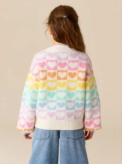 Gebreide Kleding|Little Bird by Jools Oliver - Knitted Colourblock Jumper Pastel Rainbow Hearts