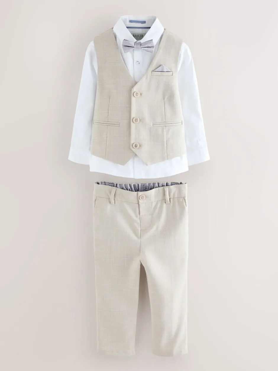 Gelegenheidskleding|Kostuums En Herenvesten|Baker by Ted Baker - set van gilet, overhemd en broek Pastelgeel