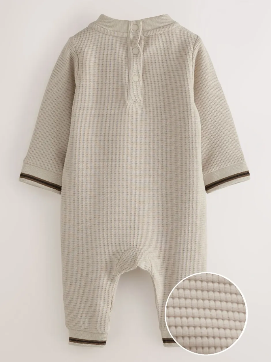 Rompertjes En Tuinbroeken|Baker by Ted Baker - Textured Long Sleeve Romper Pastelgeel