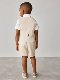 Kostuums En Herenvesten|Baker by Ted Baker - set van overhemd, gilet en short Pastelgeel