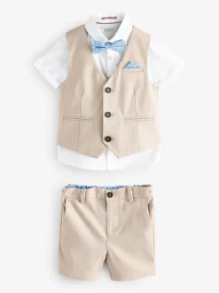 Kostuums En Herenvesten|Baker by Ted Baker - set van overhemd, gilet en short Pastelgeel