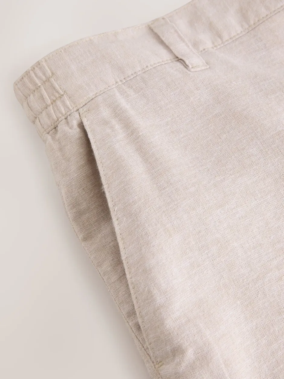 Shorts|Next - Korte chino met elastische taille met hoog linnenpercentage Pastelgeel