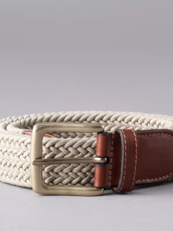 Riemen En Bretels*Lakeland Leather - Lakeland leren Greythwaite gevochten riem Pastelgeel