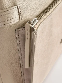 Tassen En Portemonnees|Next Pastelgeel - Leren messenger-tas met vak