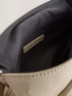 Tassen En Portemonnees|Next Pastelgeel - Leren messenger-tas met vak