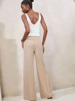 Kostuums En Werkkleding|Broeken*Lipsy Pastelgeel - - Broek met wijde pijpen en hoge taille