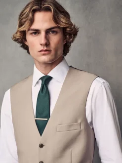 Vesten*Next - Regular Fit Wool Blend Motionflex Waistcoat Pastelgeel