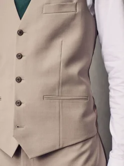 Vesten*Next - Regular Fit Wool Blend Motionflex Waistcoat Pastelgeel