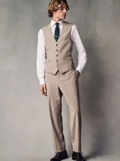 Vesten*Next - Regular Fit Wool Blend Motionflex Waistcoat Pastelgeel