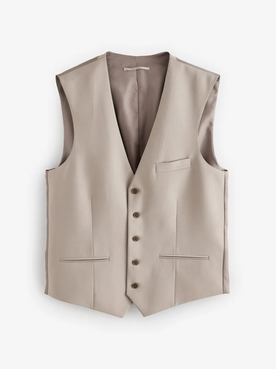 Vesten*Next - Regular Fit Wool Blend Motionflex Waistcoat Pastelgeel