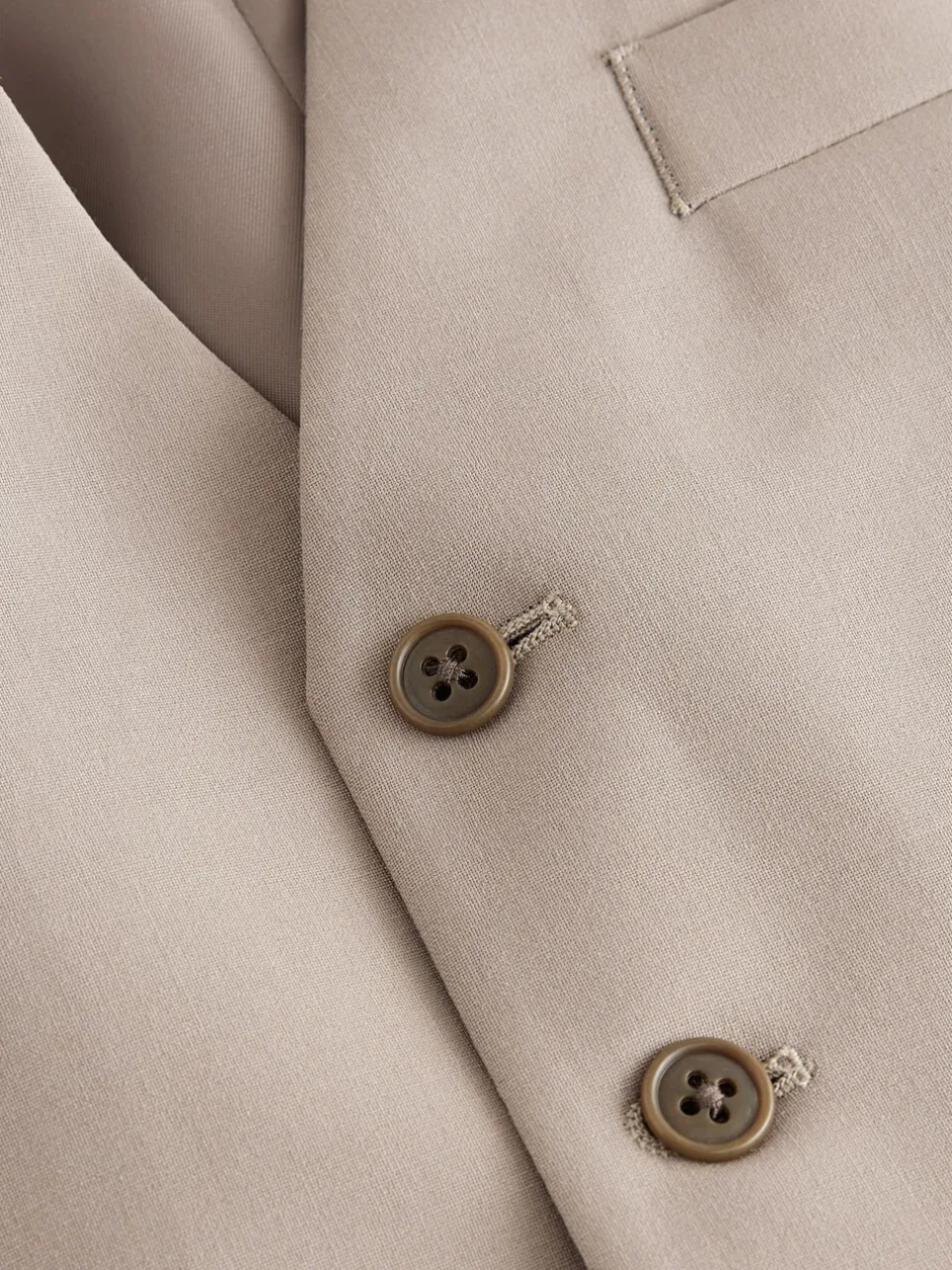 Vesten*Next - Regular Fit Wool Blend Motionflex Waistcoat Pastelgeel