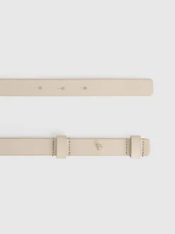 Ceintuurs|Reiss - - Leren Hayley riem met vierkant scharnier Pastelgeel