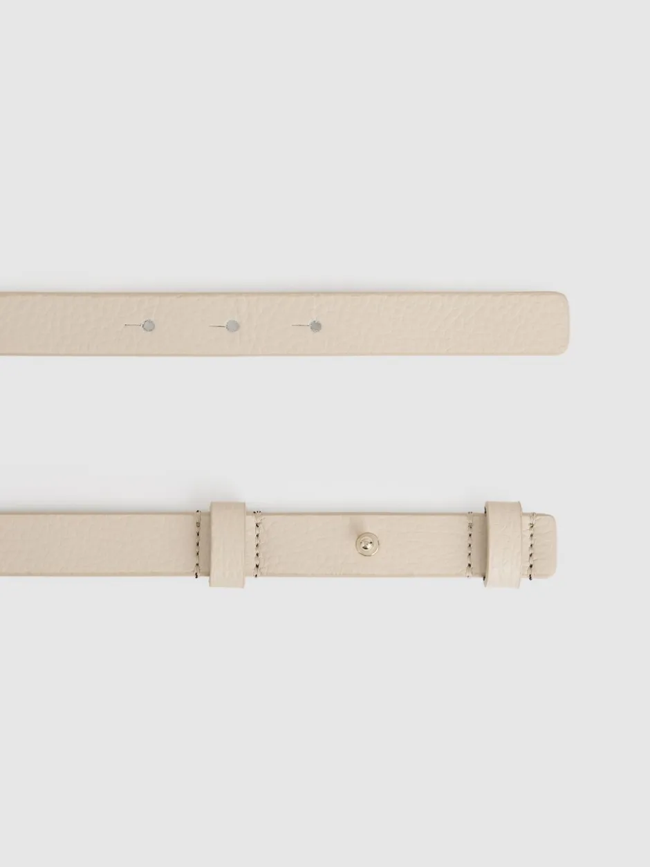 Ceintuurs|Reiss - - Leren Hayley riem met vierkant scharnier Pastelgeel