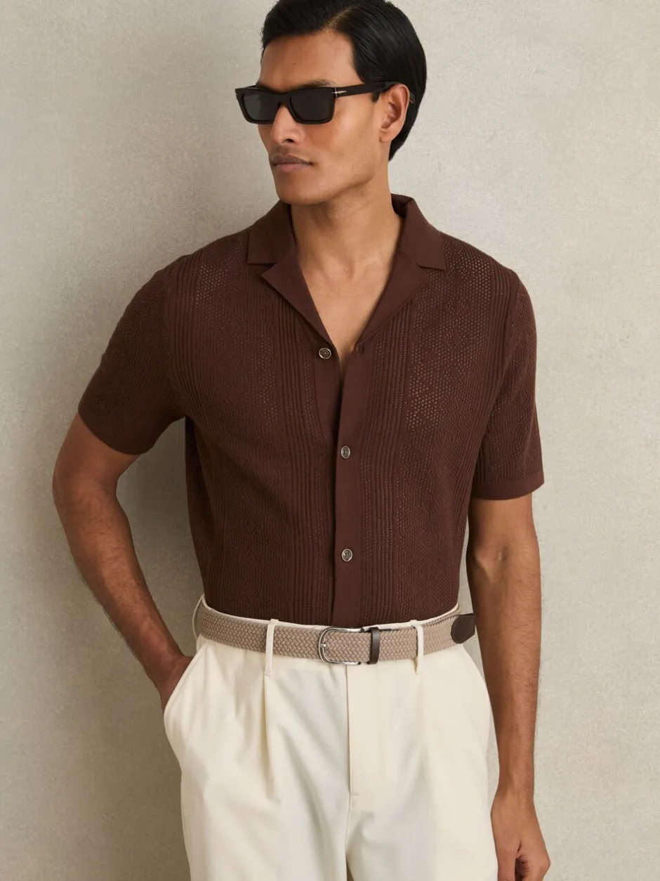 Riemen En Bretels|Reiss - Elmont Basket Weave Belt Pastelgeel
