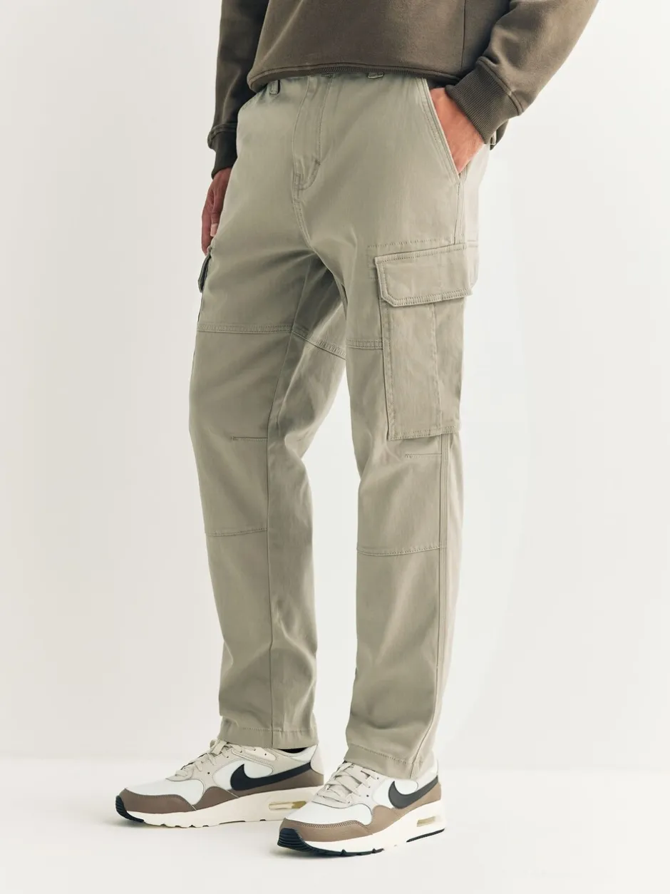 Broeken En Chino's*Next Pastelgeel - Slim Fit - Katoenen cargostretchbroek