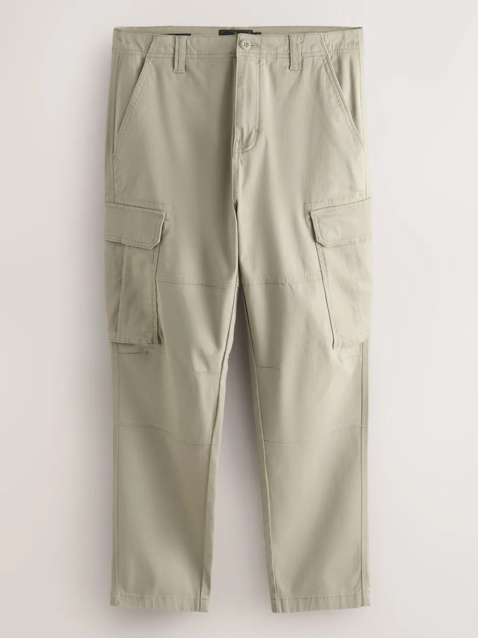 Broeken En Chino's*Next Pastelgeel - Slim Fit - Katoenen cargostretchbroek