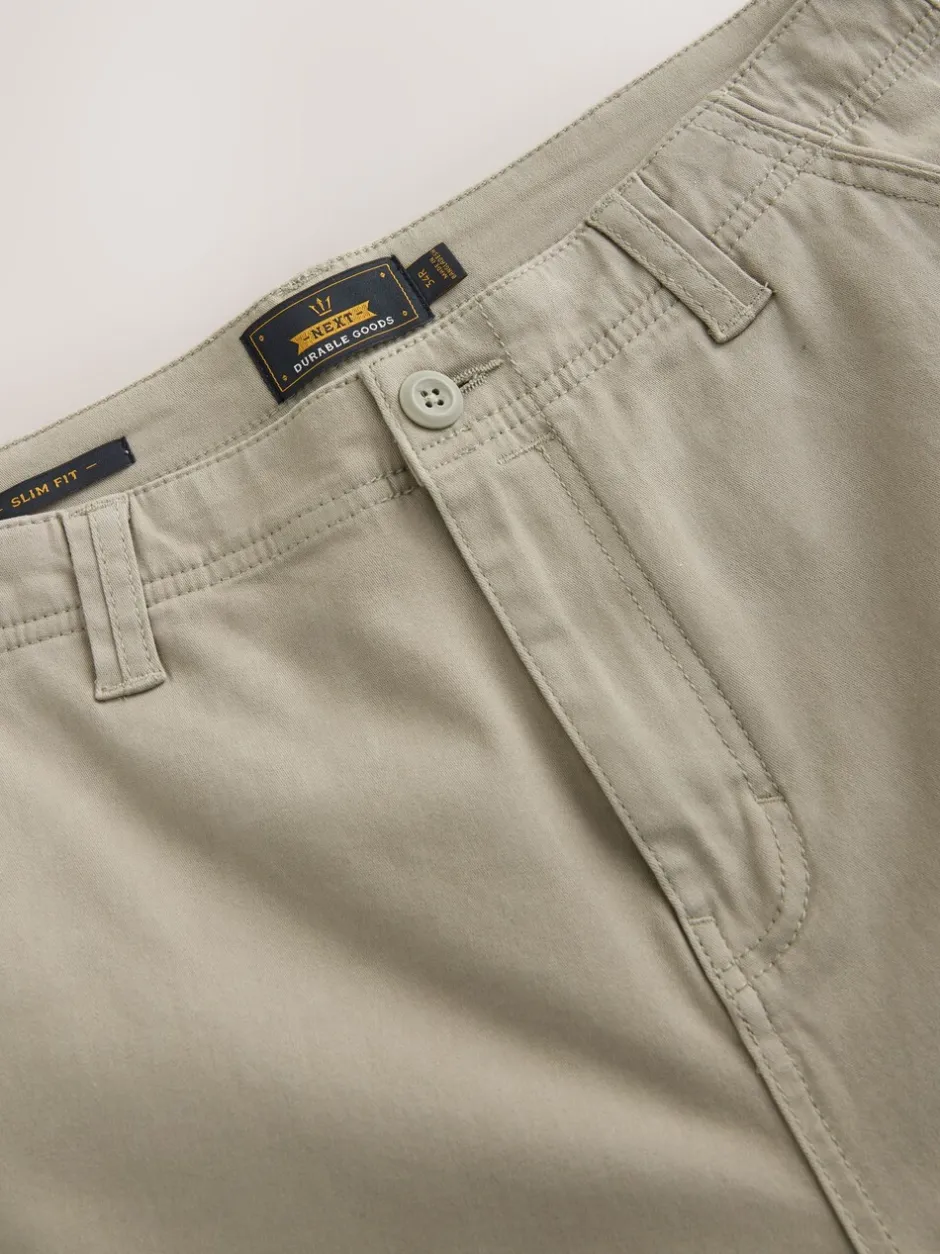 Broeken En Chino's*Next Pastelgeel - Slim Fit - Katoenen cargostretchbroek