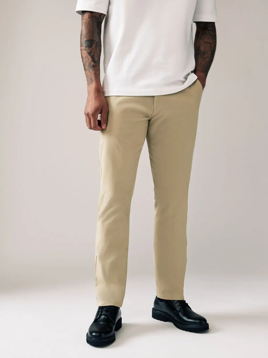 Broeken En Chino's*Next Pastelgeel - Slim Fit - Stretchy chino