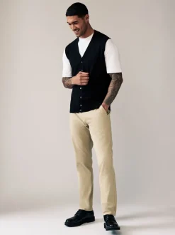 Broeken En Chino's*Next Pastelgeel - Slim Fit - Stretchy chino