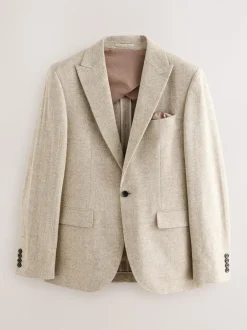 Pakken|Next Pastelgeel - Slim Fit Wool Blend Donegal Suit Jacket
