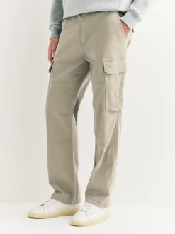 Broeken En Chino's|Next Pastelgeel - Straight fit - Katoenen cargostretchbroek
