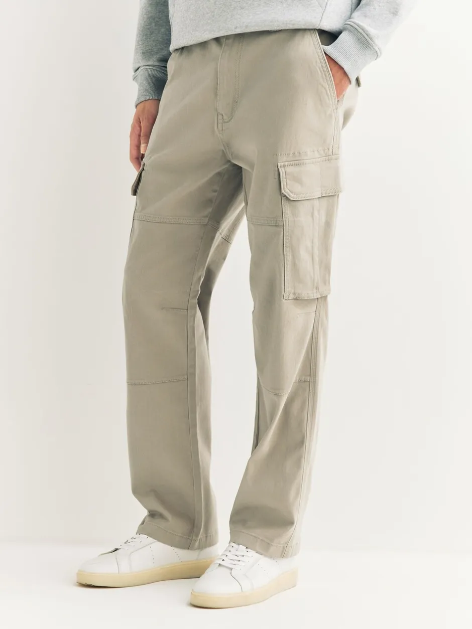 Broeken En Chino's|Next Pastelgeel - Straight fit - Katoenen cargostretchbroek