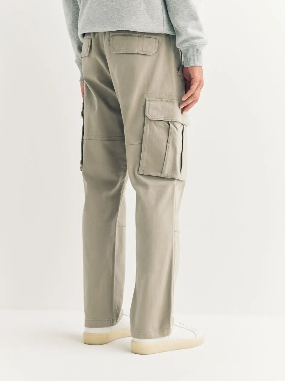 Broeken En Chino's|Next Pastelgeel - Straight fit - Katoenen cargostretchbroek