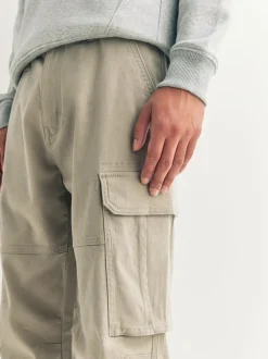 Broeken En Chino's|Next Pastelgeel - Straight fit - Katoenen cargostretchbroek