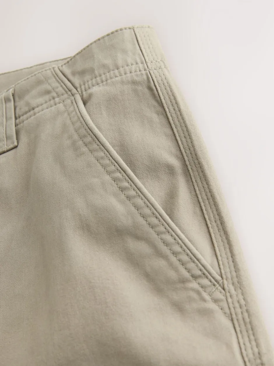 Broeken En Chino's|Next Pastelgeel - Straight fit - Katoenen cargostretchbroek