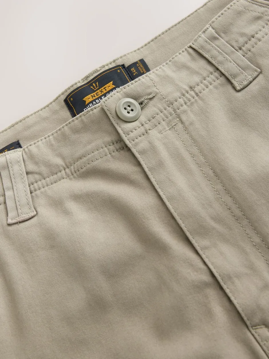 Broeken En Chino's|Next Pastelgeel - Straight fit - Katoenen cargostretchbroek