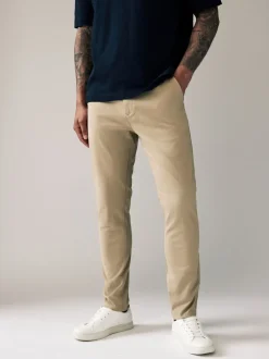 Broeken En Chino's|Next Pastelgeel - Strakke Pasvorm - Stretchy chino
