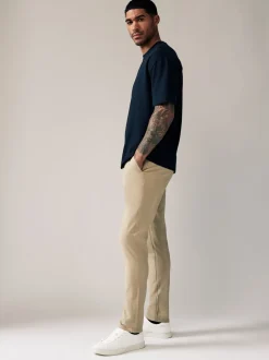 Broeken En Chino's|Next Pastelgeel - Strakke Pasvorm - Stretchy chino