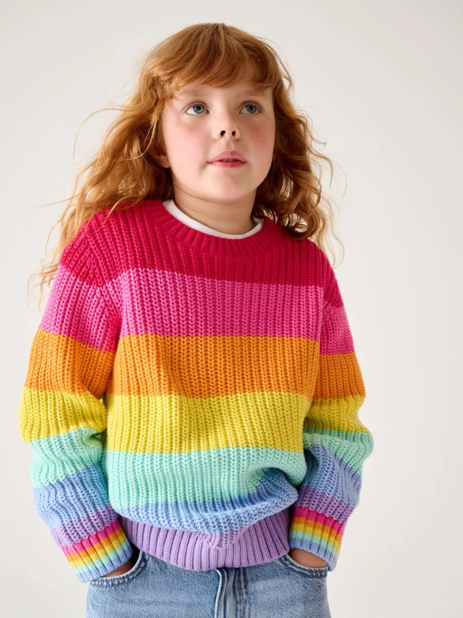 Gebreide Kleding*Little Bird by Jools Oliver - Knitted Colourblock Jumper Pastelgetinte regenboogstrepen
