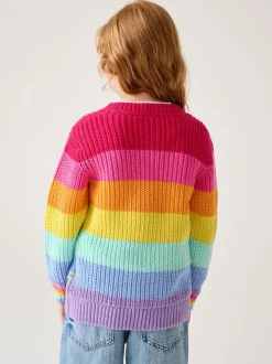 Gebreide Kleding*Little Bird by Jools Oliver - Knitted Colourblock Jumper Pastelgetinte regenboogstrepen
