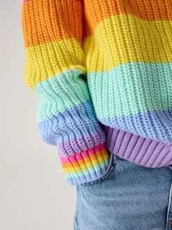 Gebreide Kleding*Little Bird by Jools Oliver - Knitted Colourblock Jumper Pastelgetinte regenboogstrepen