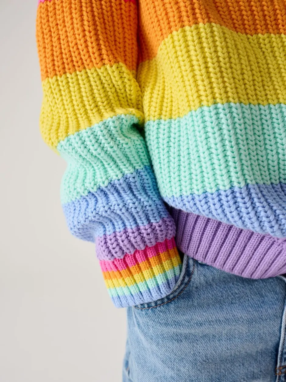 Gebreide Kleding*Little Bird by Jools Oliver - Knitted Colourblock Jumper Pastelgetinte regenboogstrepen