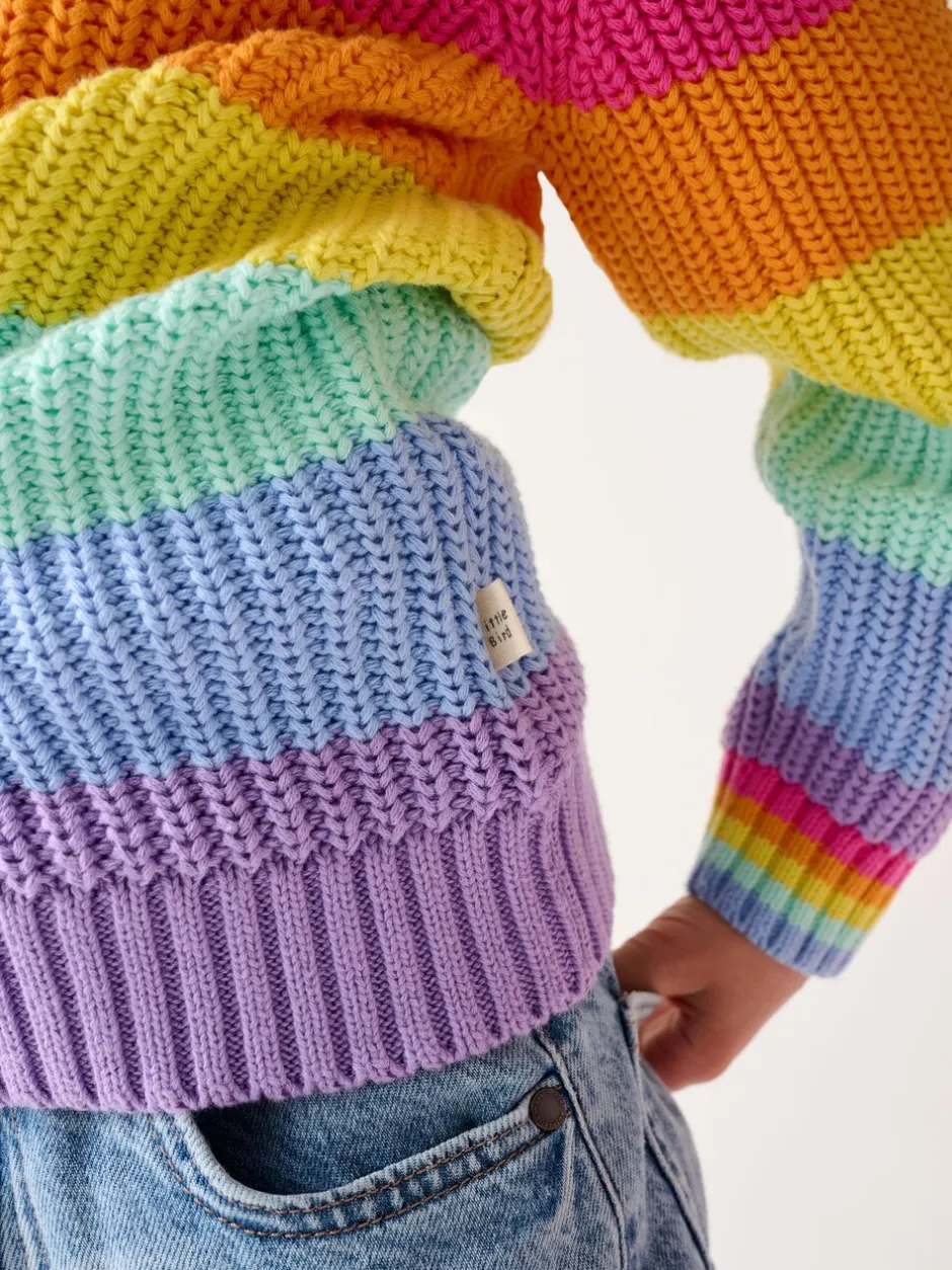 Gebreide Kleding*Little Bird by Jools Oliver - Knitted Colourblock Jumper Pastelgetinte regenboogstrepen