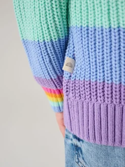 Gebreide Kleding*Little Bird by Jools Oliver - Knitted Colourblock Jumper Pastelgetinte regenboogstrepen