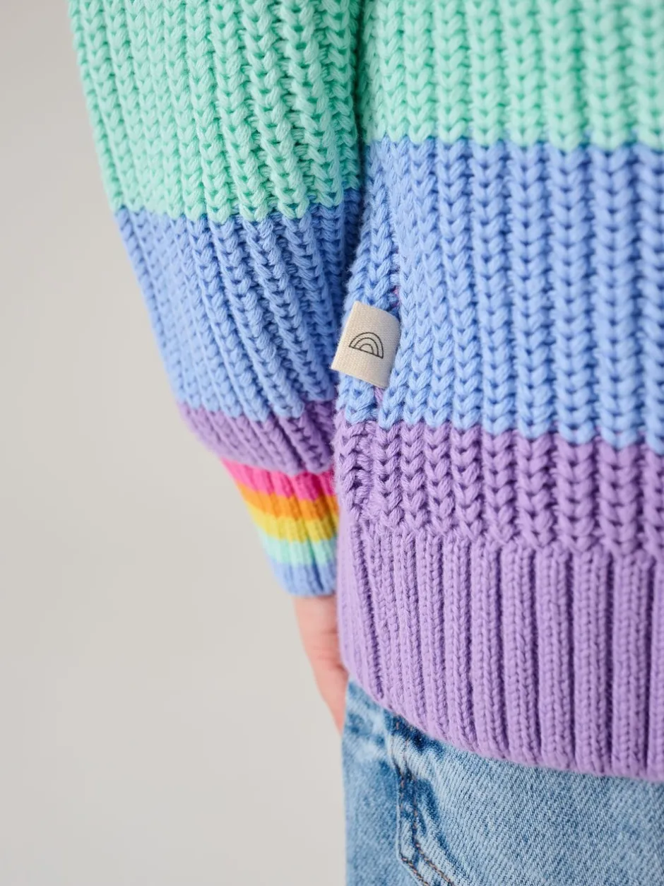 Gebreide Kleding*Little Bird by Jools Oliver - Knitted Colourblock Jumper Pastelgetinte regenboogstrepen