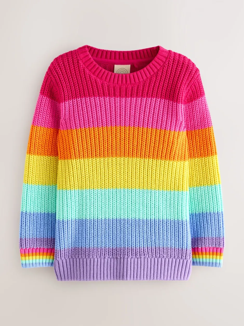 Gebreide Kleding*Little Bird by Jools Oliver - Knitted Colourblock Jumper Pastelgetinte regenboogstrepen