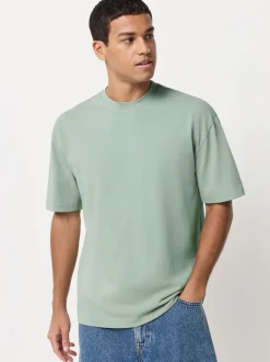 T-Shirts En Hemden|Next - Set van 5 ruimvallende dikke T-shirts PastelGroen/Blauw/Ecru/leigrijs/Roze