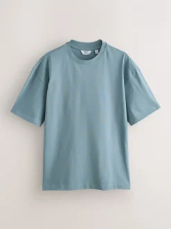 T-Shirts En Hemden|Next - Set van 5 ruimvallende dikke T-shirts PastelGroen/Blauw/Ecru/leigrijs/Roze